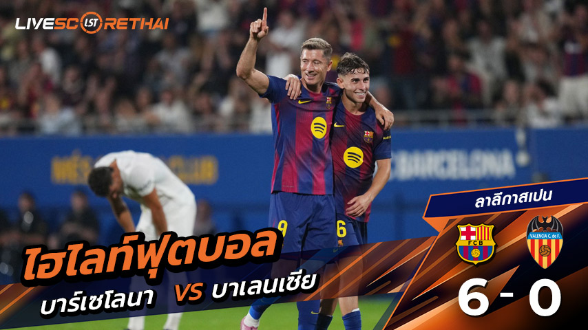 ไฮไลท์ฟุตบอล วันที่ 14 กันยายน พ.ศ. 68 ลาลีกา สเปน : FC Barcelona 6-0 บาเลนเซีย